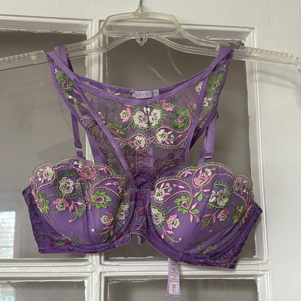 Savage FENTY NWOT Purple Floral Lace Bra SET
